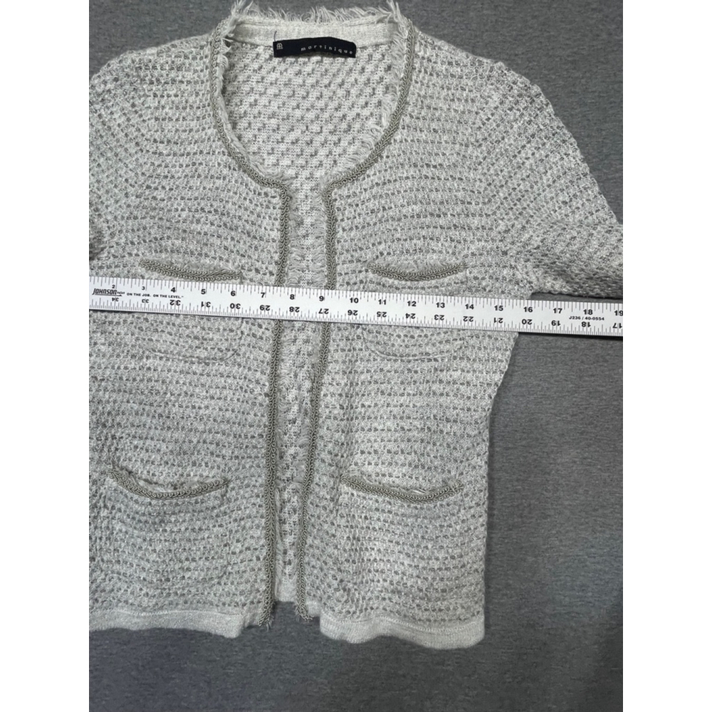 Women's Martinique Cardigan Sweater or blazer S White Gray - Picture 3 of 4